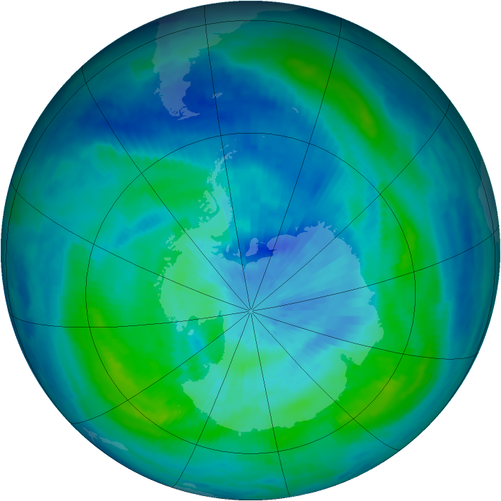 Antarctic ozone map for 17 March 1997